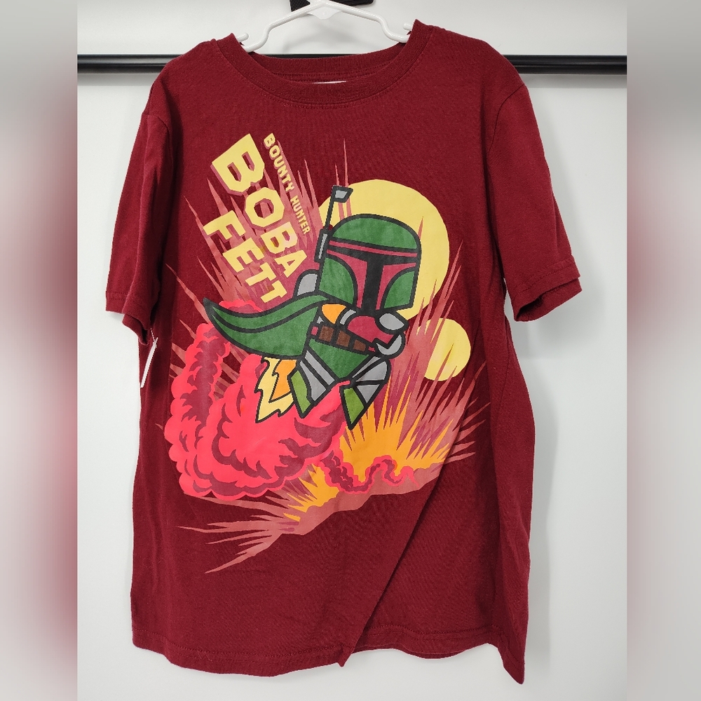 Star Wars Boba Fett Kids Short Sleeve T-Shirt - Dark Red Size 10/12